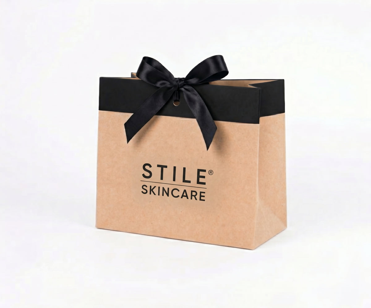 Busta regalo Stile Skincare in carta kraft con fiocco nero