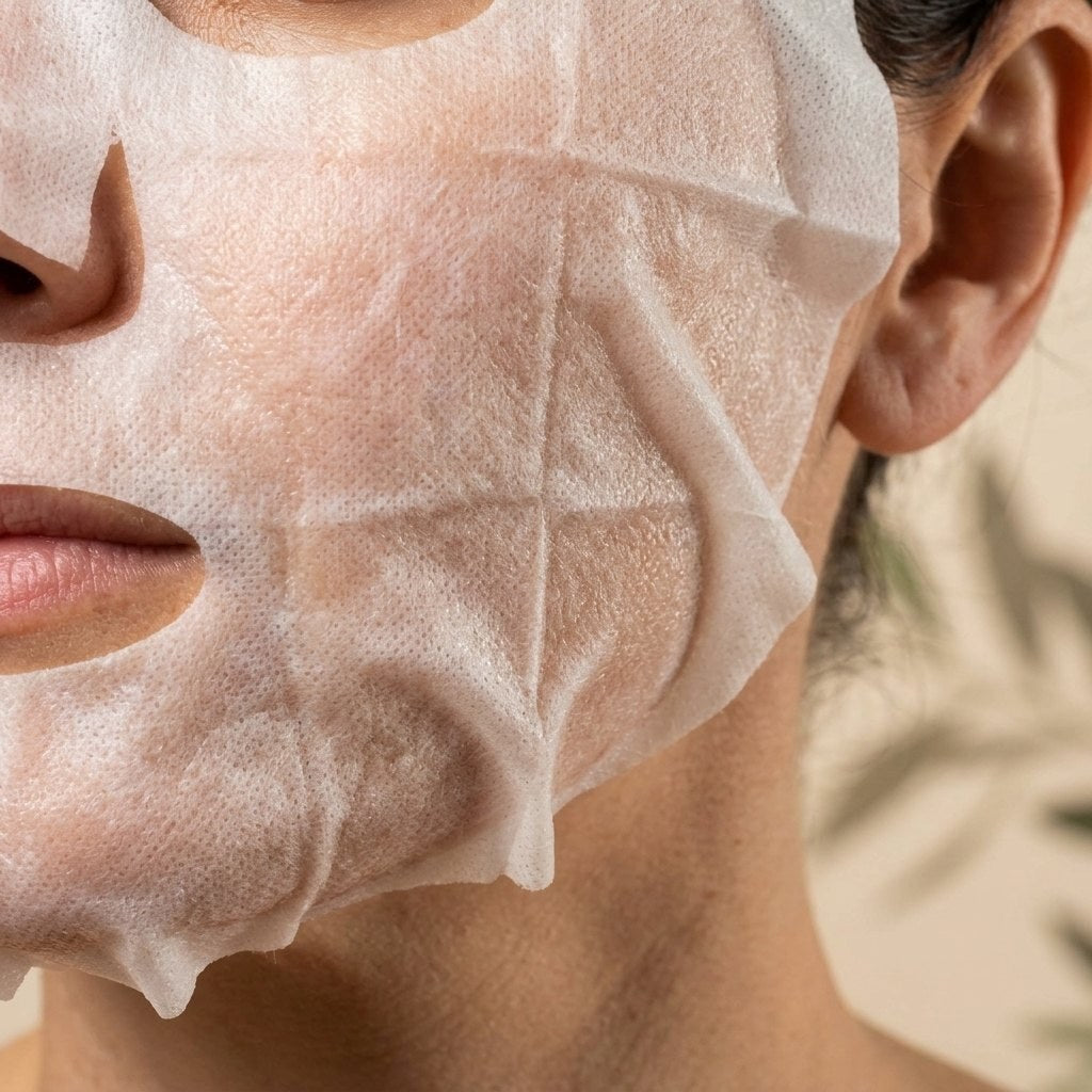 Maschera viso in tessuto indossata